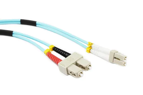 OM3 LCSC Duplex Multimode Patch Cable | LC to SC | Aqua | 0.5m to 50m | Premium (0.3m)